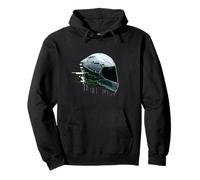 Futuristic Moto Helmet Glitch Racing Pullover Hoodie