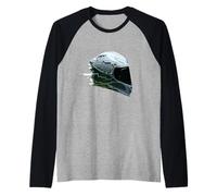 Futuristic Moto Helmet Glitch Racing Raglan Baseball Tee