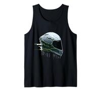 Futuristic Moto Helmet Glitch Racing Tank Top
