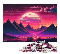 Futuristic Open Neon Road Puzzles 500 Pieces Wooden Puzzles for Adults & Teenager Stress Relief Toys 500pcs (52x38cm)