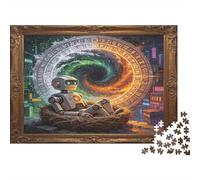 Futuristic Robot 1000 Piece Jigsaw Puzzle Paper for Adults Sci Fi Time Tunnel Relaxing Focus Home Decor Gift Puzzle Game for Family 52x38cm/1000pcs
