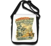Futuristic Robot Butler Serving Drinks Scene Shoulder Bag White