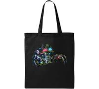 Futuristic Robot, Spider, and Nature Fusion Natural Cotton Tote Bag Black