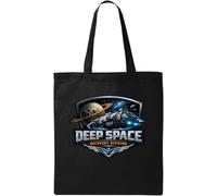 Futuristic Spacecraft Exploring Distant Planets Natural Cotton Tote Bag Black