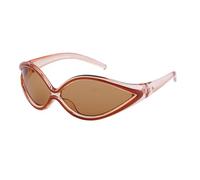 Futuristic Squinting Sunglasses for Women Men Unique Shaped Eyewear Red and Black Contrast Frame Trendy Fashion Small Almond Sunglasses for Rave Festival Party Cosplay Cool Streetwear Accessories