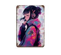 Futuristic Style Anime Girl Retro Poster Metal Tin Sign Chic Art Retro Iron Painting Bar People Cave Cafe Family Garage Poster Wall Decoration 8x12inch(20x30cm)