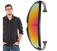 Futuristic Sunglasses - Cyclops Eyewear | Slim Wrap Around Visor Goggles| 5.51 * 1.57 Inches, PC Frame Reflective Color AC Lens | High Tech Shield Glasses For Festivals, Fashion, Cosplay, Nig