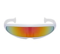 Futuristic Sunglasses - Slim Wrap Around Visor Goggles| Cyclops Eyewear | 5.51 * 1.57 Inches, PC Frame Reflective Color AC Lens | High Tech Shield Glasses For Festivals, Fashion, Cosplay