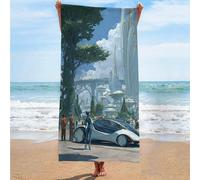 Futuristic Tech-Inspired Anime Print Quick-Dry Beach Towel Ultra-Soft Lightweight Beach Blanket Ideal for adults and children at the beach, travelling, or swimming (04,70x150cm)
