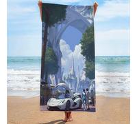 Futuristic Tech-Inspired Anime Print Quick-Dry Beach Towel Ultra-Soft Lightweight Beach Blanket Ideal for adults and children at the beach, travelling, or swimming (02,150x180cm)