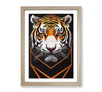 Futuristic Tiger No.2 Abstract Framed Print | A2 Oak Framed Wall Art | Ready to Hang | Abstract Animal Picture | Living Room Bedroom Lounge Office