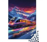 Futuristic Train 1000-Piece Premium Cardboard Sci-fi Mountain Landscape Jigsaw Bundle, Educational Challenge, Stress Relief, Gift for Senior Enthusiasts 52x38cm/1000pcs