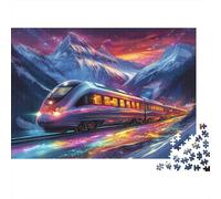 Futuristic Train 1000 Piece Premium Cardboard Sci-fi Mountain Landscape Puzzle Bundle, Logic Game Adults, Stress Relief, Gift & Couple Puzzle Activity 52x38cm/1000pcs