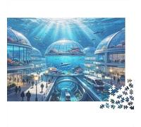 Futuristic Underwater City 1000 Piece Jigsaw Puzzle Paper for Adults Fantasy Ocean World Jigsaw Puzzle for Family Relaxation Home Decor Gift 38x26cm/1000pcs