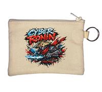 Futuristic Warrior with Glowing Sword Key Chain Coin Purse Beige