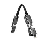 Futurizta Tech® Zeus-X Go Ultra 6 in 1 Keychain Universal Cable 240W 10Gbps USB3.1 USB-C, Lightning, Micro-USB, USB-A (Apex Silver, 2m/6.6ft)