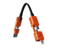 Futurizta Tech® Zeus-X Go Ultra 6 in 1 Keychain Universal Cable 240W 10Gbps USB3.1 USB-C, Lightning, Micro-USB, USB-A (Turbo Orange, Keychain)