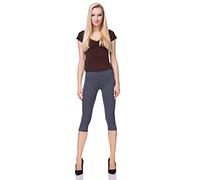 FUTURO FASHION 3/4 Lenght Cropped Cotton Pants Non See Through Capri Leggings Active Pants Casual Stretchy Sport Gym Yoga Leggings Denim