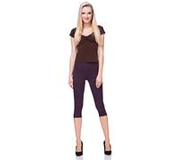 FUTURO FASHION 3/4 Lenght Cropped Cotton Pants Non See Through Capri Leggings Active Pants Casual Stretchy Sport Gym Yoga Leggings Plum