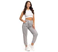 FUTURO FASHION Cotton Women's Sweatpants with Pockets & Elastic Waist, Casual Fit Womens Joggers Trousers for Workout, Running. Soft Lightweight Ladies Sweatpants Womens Activewear Pants Ashen S/M
