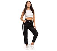 FUTURO FASHION Cotton Women's Sweatpants with Pockets & Elastic Waist, Casual Fit Womens Joggers Trousers for Workout, Running. Soft Lightweight Ladies Sweatpants Womens Activewear Pants Black L/XL