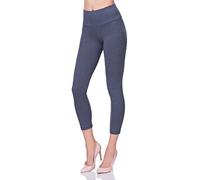 FUTURO FASHION Cropped 3/4 Lenght High Waist Leggings for Women - Control Panel Non See Through Active Pants Capri Lenght Summer Leggings Denim