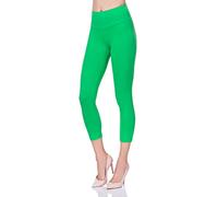 FUTURO FASHION Cropped 3/4 Lenght High Waist Leggings for Women - Control Panel Non See Through Active Pants Capri Lenght Summer Leggings Green