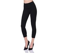 FUTURO FASHION Cropped 3/4 Lenght High Waist Leggings for Women - Control Panel Non See Through Active Pants Capri Lenght Summer Leggings Black