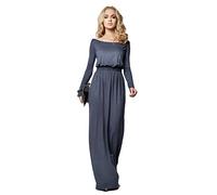 FUTURO FASHION Elegant Empire Maxi Dress Full Length Boat Neck Long Sleeve Cocktail Style Open Neckline Size 8-18 UK FM08