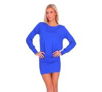 FUTURO FASHION® Elegant Women's Mini Dress Boat Neck Long Sleeve 8998 Royal Blue