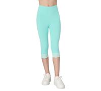 FUTURO FASHION Girls Cotton Capri Leggings with Lace Trim Soft Stretchy Summer Pants for Kids Breathable Skin-Friendly Fabric Mint 12 Years