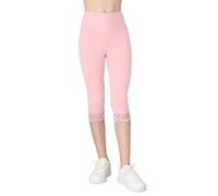 FUTURO FASHION Girls Cotton Capri Leggings with Lace Trim Soft Stretchy Summer Pants for Kids Breathable Skin-Friendly Fabric Baby Pink 11 Years