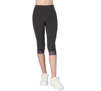 FUTURO FASHION Girls Cotton Capri Leggings with Lace Trim Soft Stretchy Summer Pants for Kids Breathable Skin-Friendly Fabric Graphite 10 Years