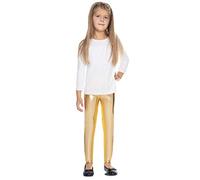 FUTURO FASHION Girl's Shiny Full Length Leggings Wet Look Colourful Latex Pants LTXK Gold Size 110 cm/ 5 Years