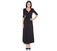 FUTURO FASHION® Ladies Stunning Party Cocktail V-Neck Back Bow Draped Leg Split Slit Dress FM38 Black