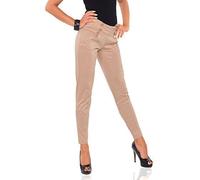FUTURO FASHION Smart Cotton Trousers with Pockets and Buttons Chino Women High Waist Size 8-18 FA10