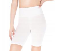 FUTURO FASHION Women’s High Waist Cotton Biker Shorts - Stretchy Cycling Shorts with Wide Waistband - Soft Breathable Fabric White