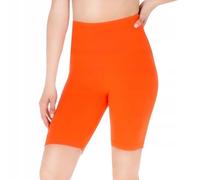 FUTURO FASHION Women’s High Waist Cotton Biker Shorts - Stretchy Cycling Shorts with Wide Waistband - Soft Breathable Fabric Orange