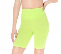 FUTURO FASHION Women’s High Waist Cotton Biker Shorts - Stretchy Cycling Shorts with Wide Waistband - Soft Breathable Fabric Lime