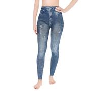 FUTURO FASHION Women’s Stretchable Fit Denim Look Leggings Lift & Shape Design with No Roll Waistband Breathable and Comfortable Blue L/XL