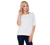 FUTURO FASHION® Women's Cute Oversize Open Back Blouse Half 1/2 Sleeve Bow On The Back FT3062 Ecru