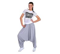 FUTURO FASHION Women's Harem Viscose Pants with Pockets Ali Baba Boho Gypsy Trousers Size 8-16 FT1209 Ashen 12 UK (L)