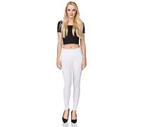 FUTURO FASHION Women's High Waisted Full Length Cotton Leggings Soft, Plus Sizes White Size 22