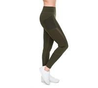 FUTURO FASHION Womens High Waisted Sports Leggings with Media Pocket Push-Up Gym Workou Pants S-XL HL58 Khaki