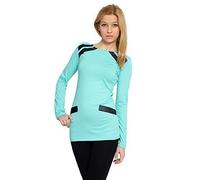 FUTURO FASHION Women's Long Sleeve Slim Fit Top Tunic Style Viscose Stretch Blouse Casual 8083 Aqua 18 UK (XXXL)