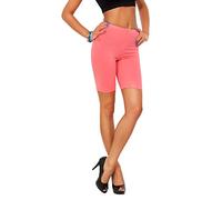 FUTURO FASHION Womens Over Knee Leggings Cotton Rich 1/2 Ladies Leggings Solid Cycle Shorts for Women UK Short Leggings Breathable Elastic Comfortable Sport Casual Cycling Pants I Sizes 8-28 UK Coral