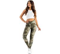 FUTURO FASHION Women's Tie Dye Yoga Leggings High Waist Yoga Pants Fitness Tights Workout Gym Running Leggings Butt Lift Tummy Control Trousers Khaki S-M FS390013