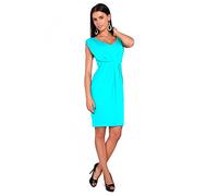 FUTURO FASHION Women's Tulip Dress Sleevless with V-Neck Casual Style Size 8-18 UK 8437 Aqua