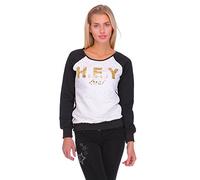 FUTURO FASHION Women's Warm Winter Sweatshirt with Fleece Inside Hey Me Print Quilted Front Size 6-14 UK FZ21 White