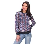 FUTURO FASHION® Women's Zipped Sweatshirt with England Flag Pattern Quilted Material Tracksuit Top Baseball Jacket Size 8-14 UK FZ70 Navy